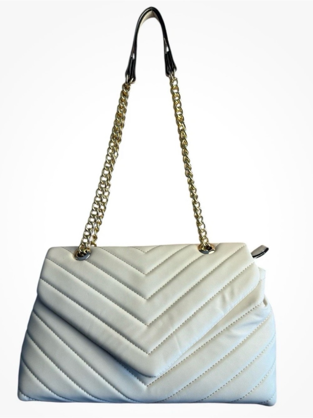 Unbranded Elegant White Quilted Shoulder Bag cabin core